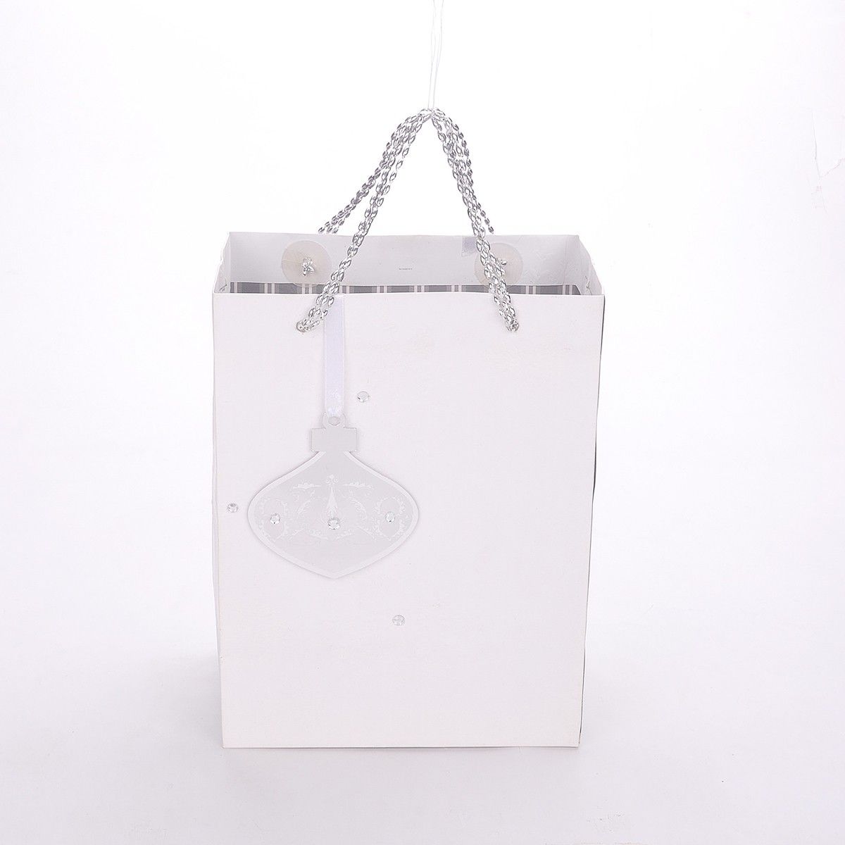 White Snow Flake With Silver Bead Handle With Gift Tag - The Gift Bag