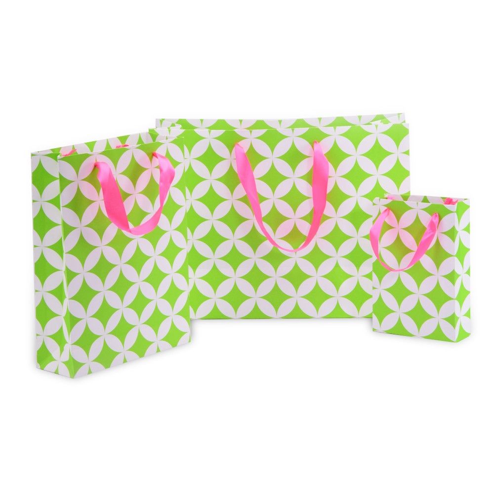 Green Moroccan Circles Gift Bag- Set Of 3 - Magnolia Design