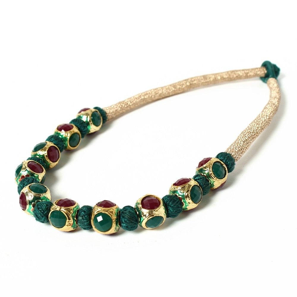 Designer Neckpiece With Two Colored Stone - Latitude - The Design Studio