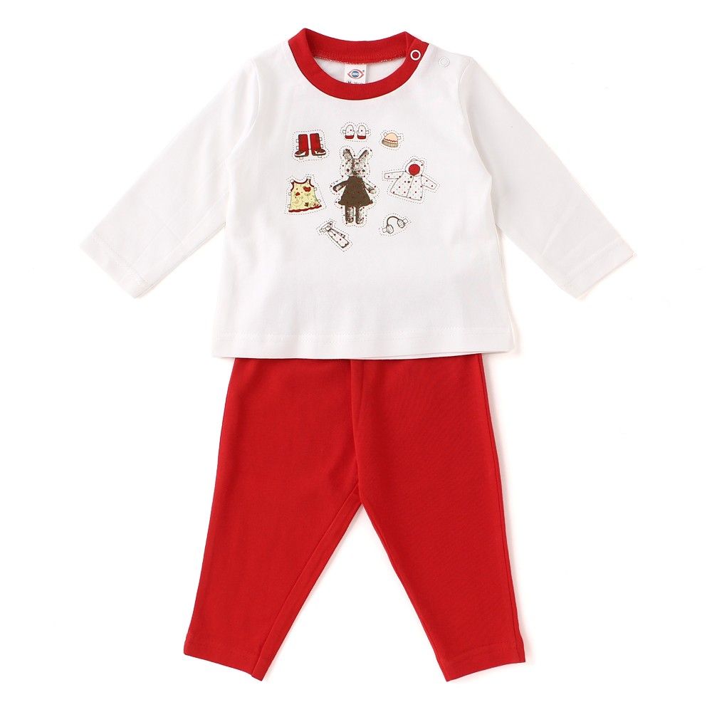 Teddy With Cap, Boots, Print, Full Sleeves Set - White /red - ZERO
