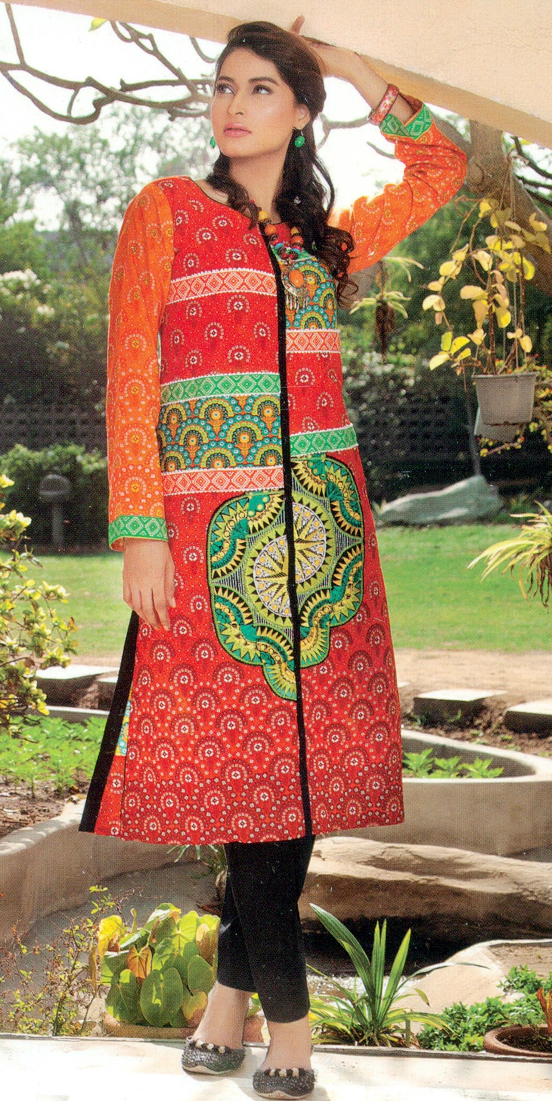 Embroidered Kurti Collection Orange - Mauve Collection