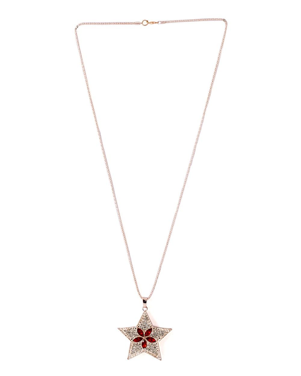 Voylla Alluring Star Shape Pendant In Rose Gold Tone