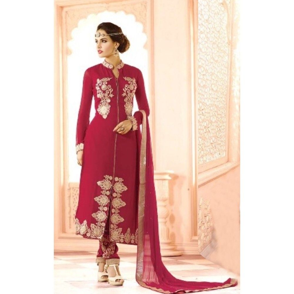 Exotic Pink Colored Ethenic Wear With Suit And Skirt - Balloono