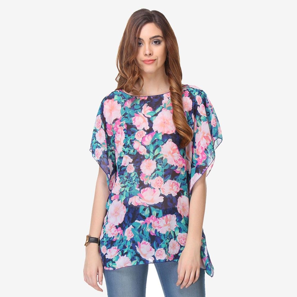Multi Colored Chiffon Printed Top - Varanga - 325737