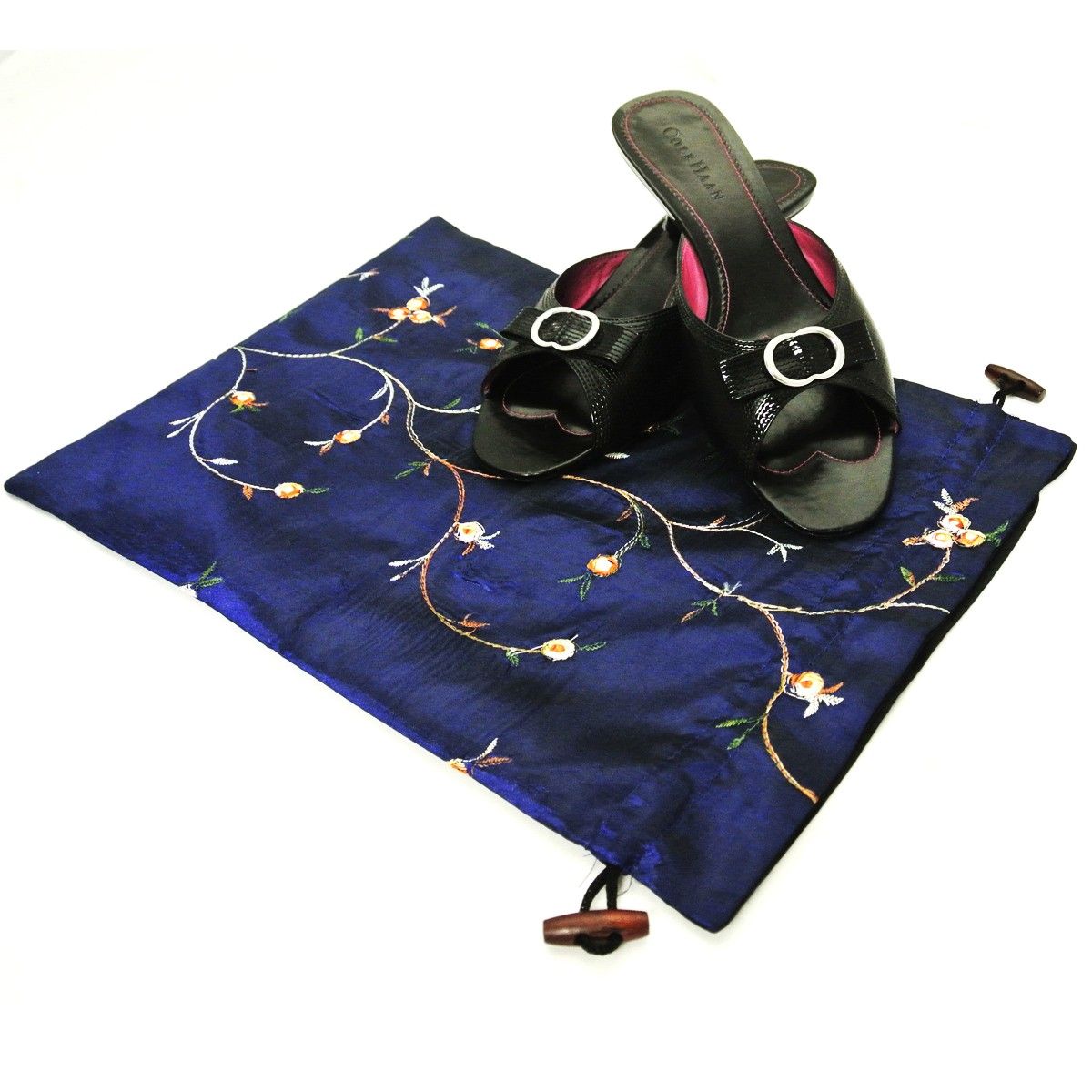 Beautiful Embroidered Silk Travel Bag For Shoes Assorted 1 Unit - Wrapables