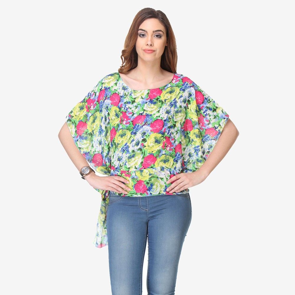 Multi Colored Chiffon Printed Top - Varanga - 325734