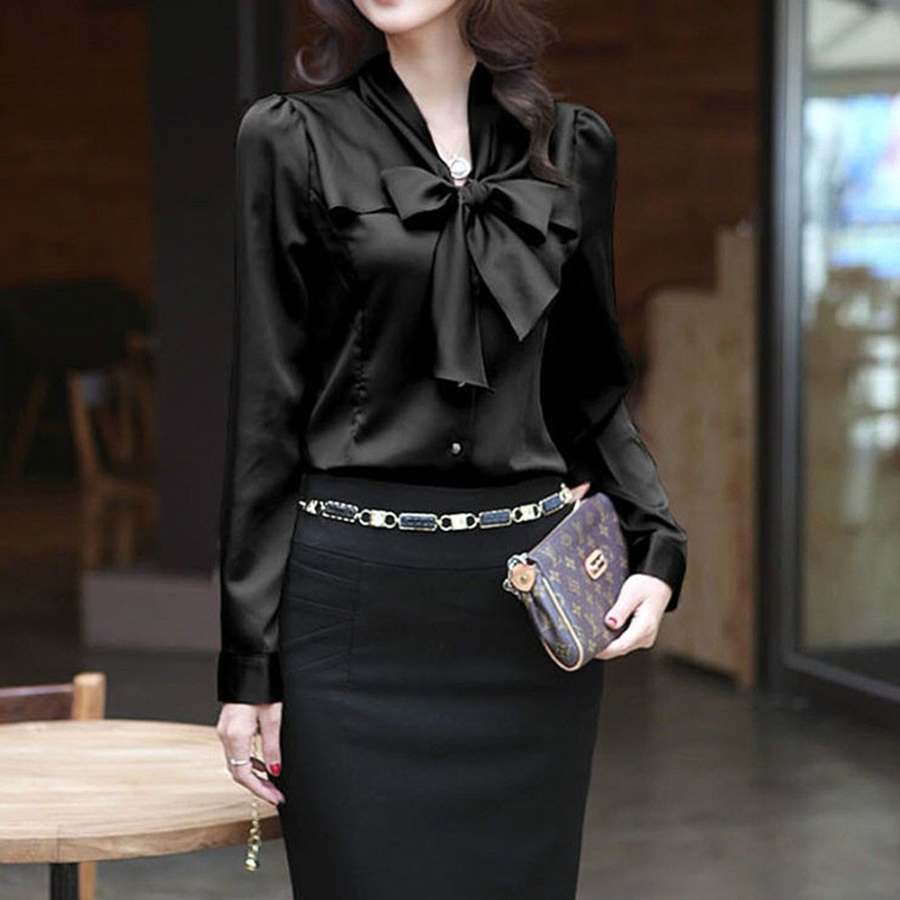 Bow Style Black Color Formal & Casual Shirt - STUPA FASHION