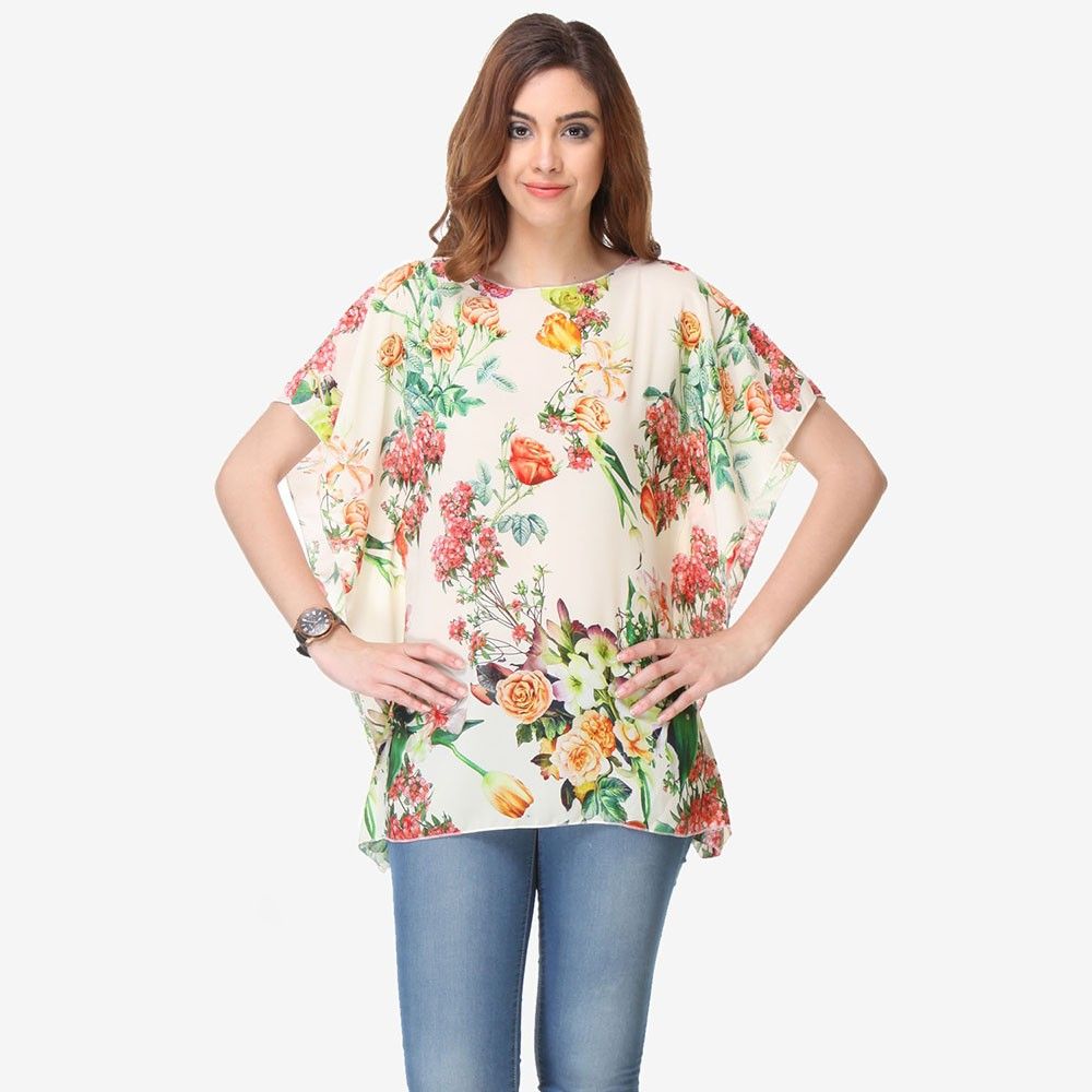Multi Colored Chiffon Printed Top - Varanga - 325736