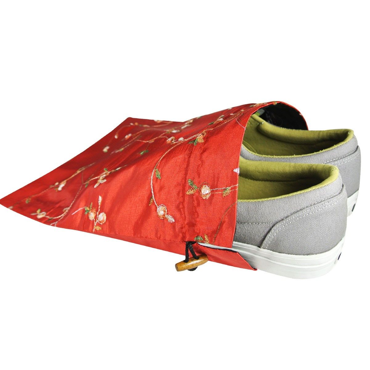 Beautiful-embroidered Silk Travel Bag For Shoes Assorted 1 Unit - Wrapables