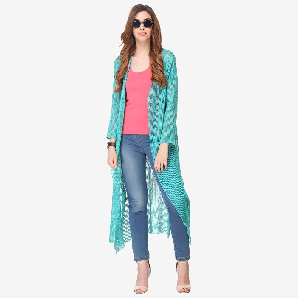 Multi Colored Mesh / Lace Solid Shrug - Varanga - 325756