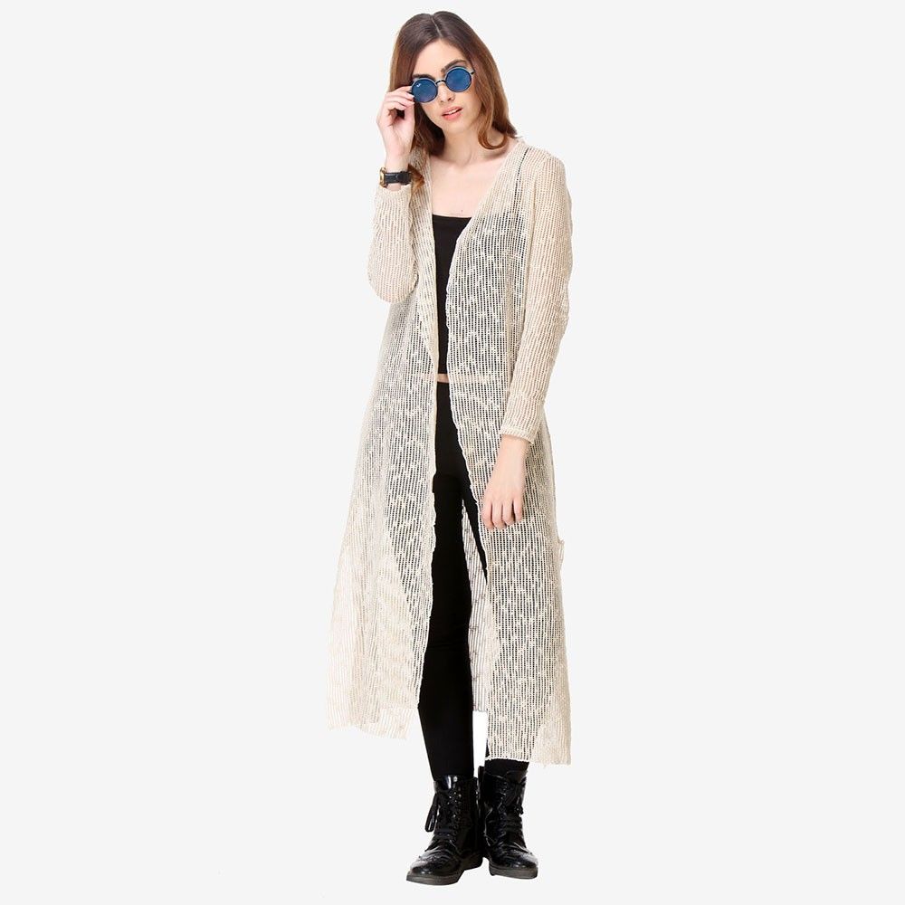 Multi Colored Mesh / Lace Solid Shrug - Varanga - 325755