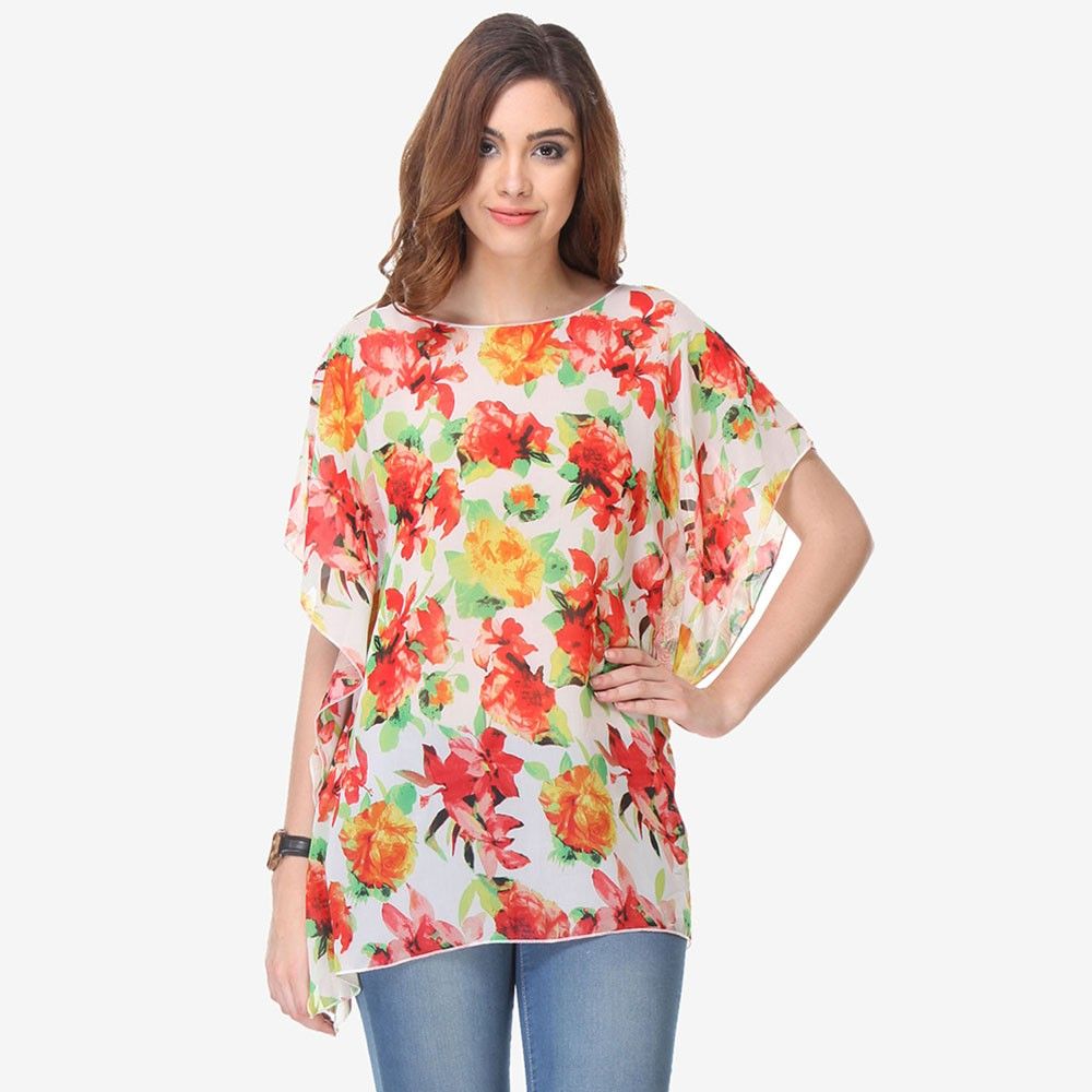 Multi Colored Chiffon Printed Top - Varanga - 325739