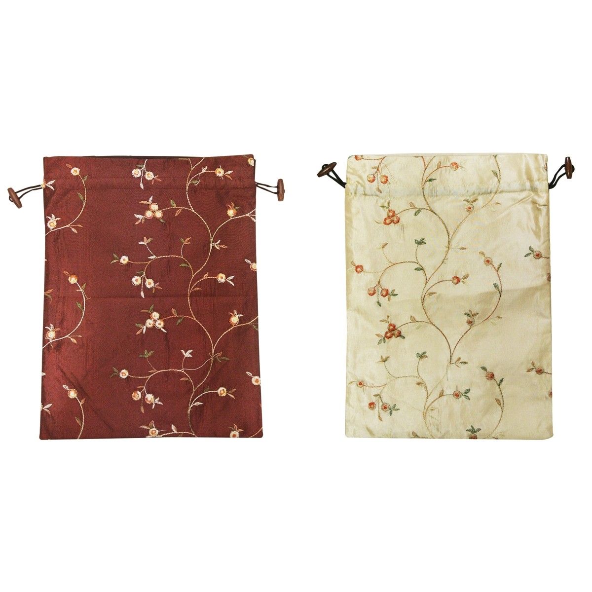 Wrapables Beautiful Embroidered Silk Travel-bag For Shoes Assorted 1 Unit