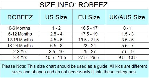 robeez size guide