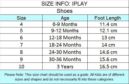 Iplay Swim Shoes Size Chart
