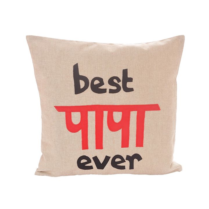 Buy Best Papa Ever Cushion Cover Red Hindi Online 649