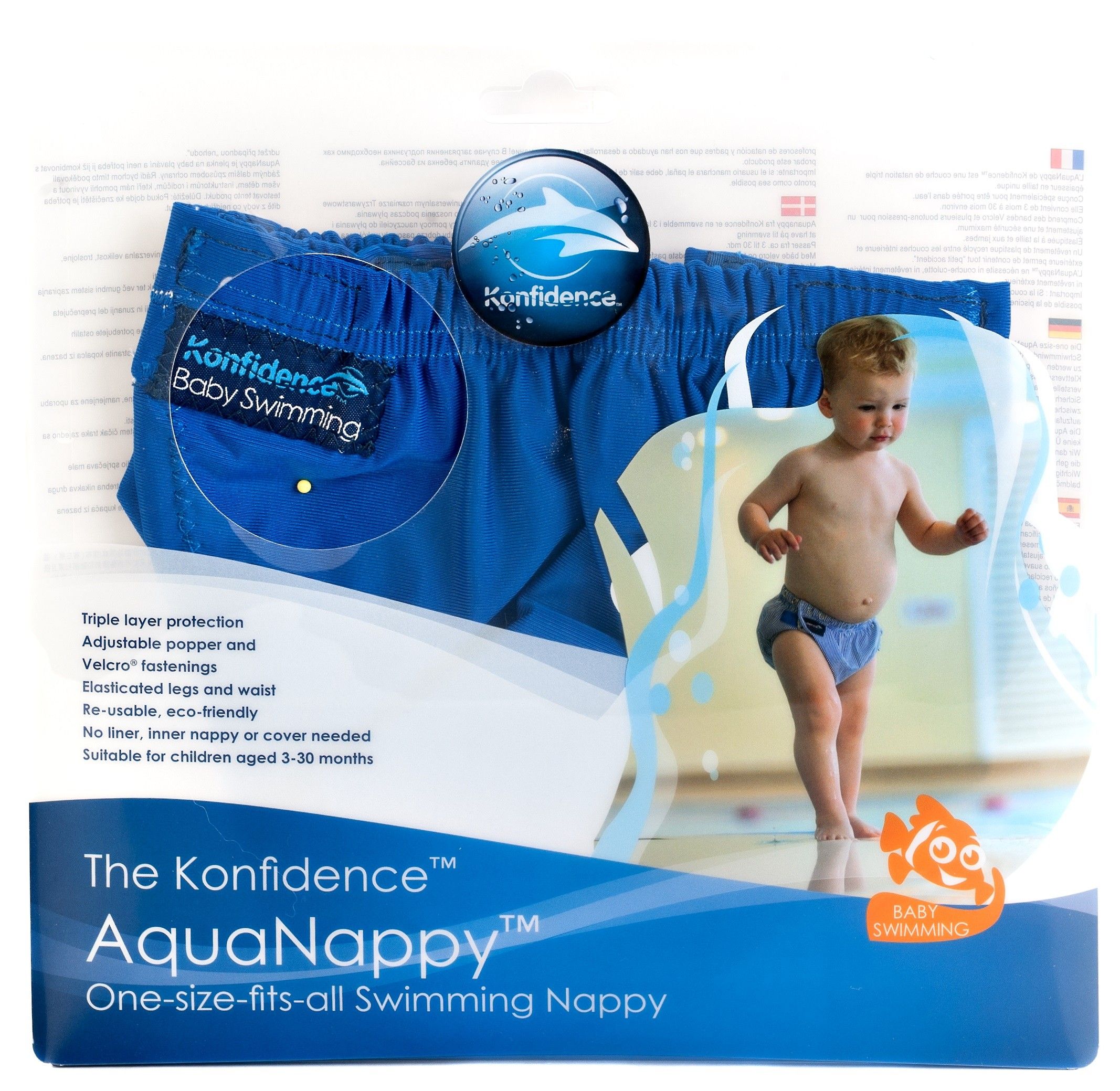 3-30 Months Konfidence AquaNappy Swim Nappy Blue Stripe
