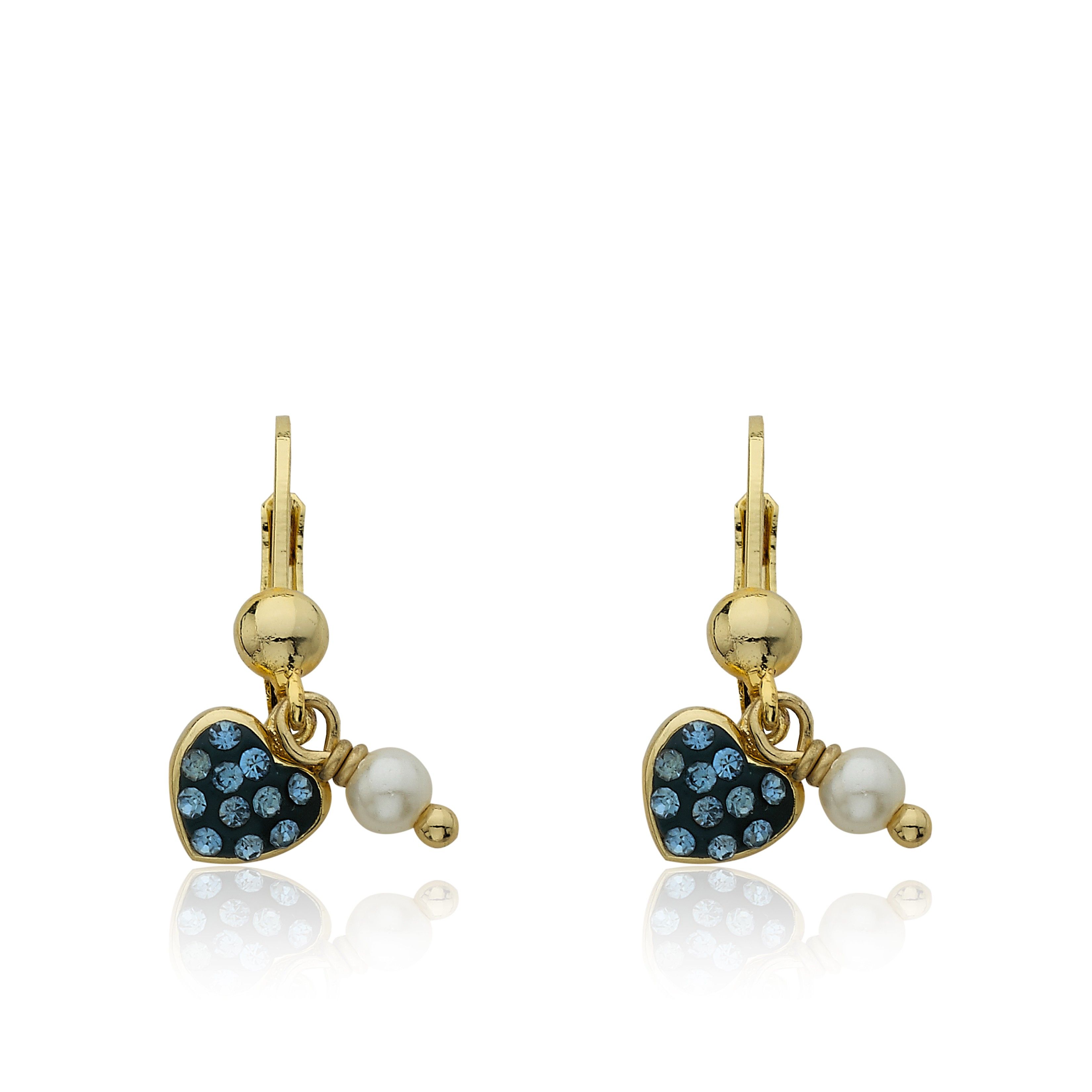 Molly Glitz Heart of Jewels 14k Gold-Plated Blue Crystal Heart Dangle Earring