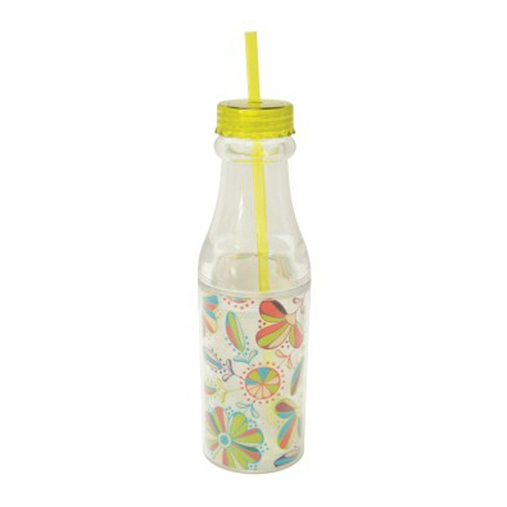

16 oz soda bottle with straw retro floral boston warehouse