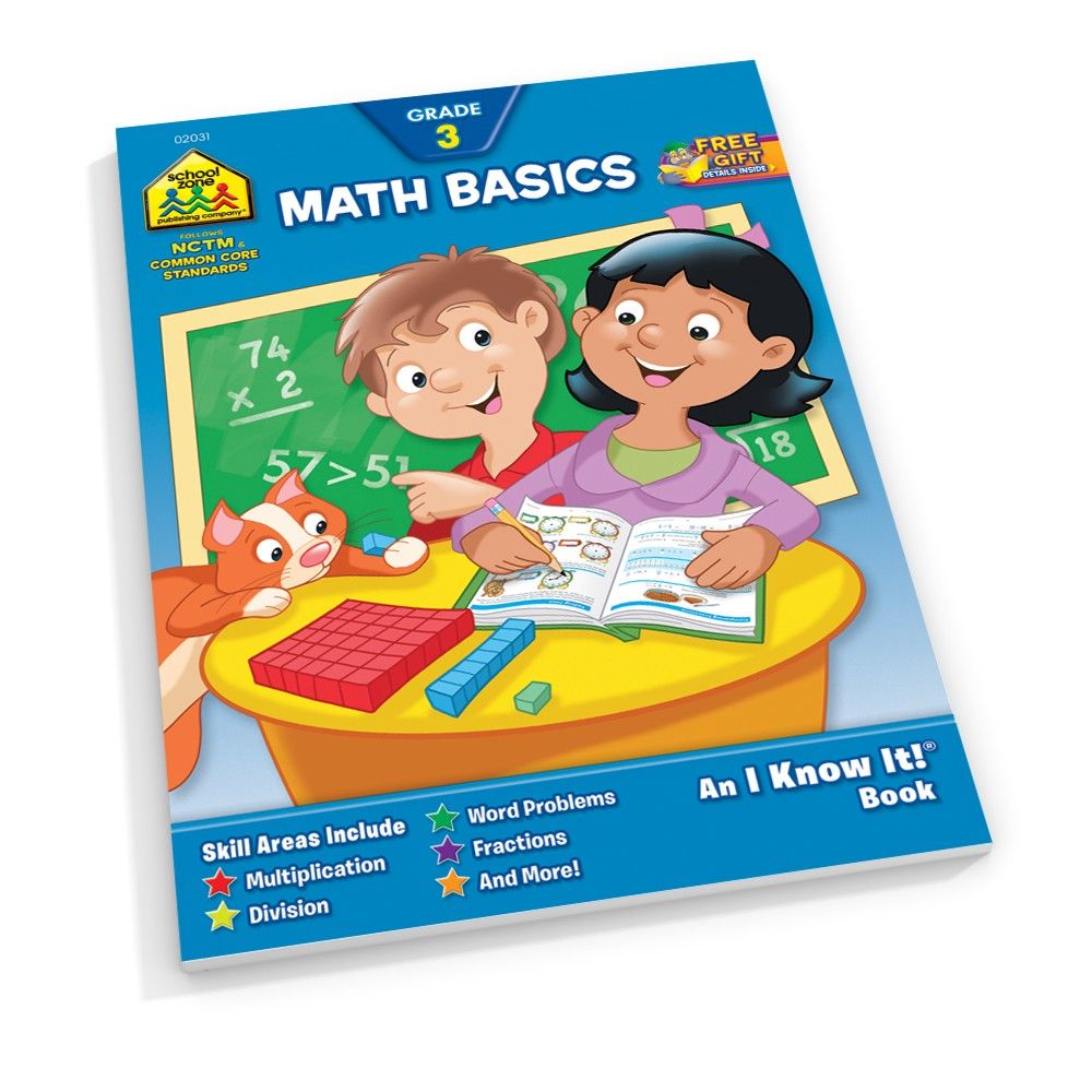 and More Skip Counting School Zone Word Problems Rounding Multiplication Place Value Ages 8 to 9 Fact Families Math Basics 3 Deluxe Edition Workbook Division