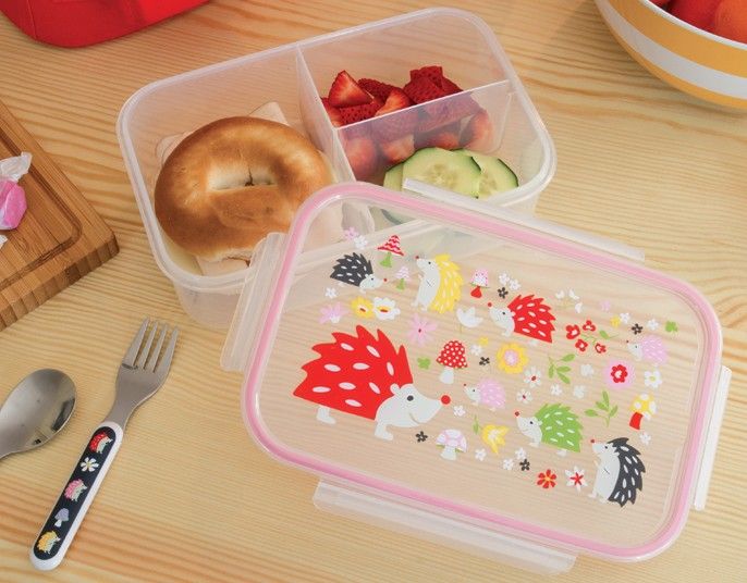 

the hedgehog good lunch box features cuddly hedgehogs in a