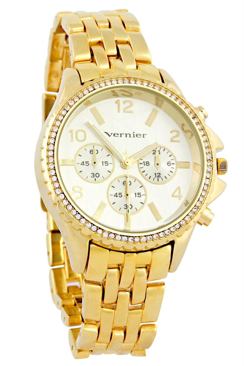 Vernier Women's Faux-chrono 5 Link Gold-tone Bracelet Watch - Vernier Watches