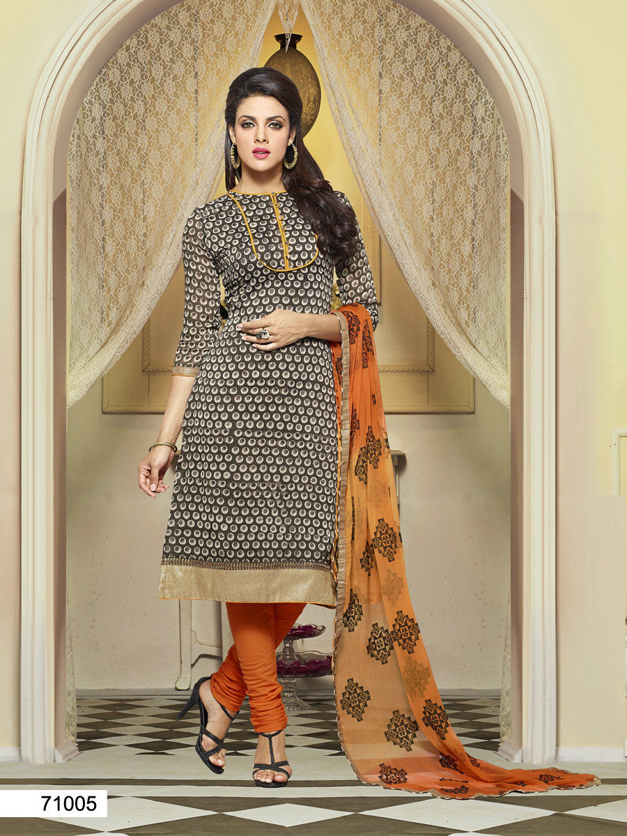 Touch Trends Black Chanderi Silk Dress Material - Touch Trends Ethnic