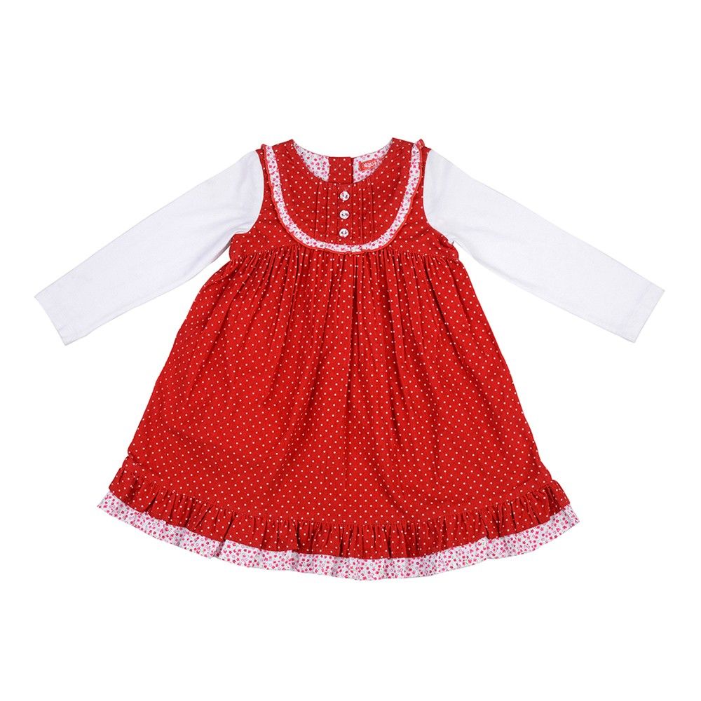 A-line Gathered Dress With Neck Yoke And Full Sleeve - Nauti Nati
