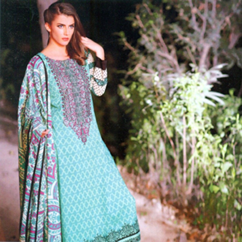 Classic Embroidered Semistiched Dress Material - Mauve Collection