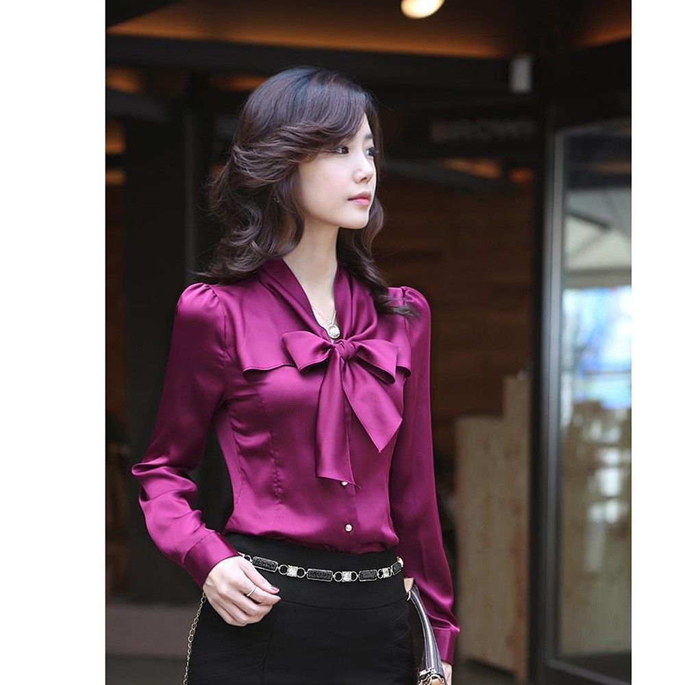 Bow Style Purple Color Formal & Casual Shirt - STUPA FASHION