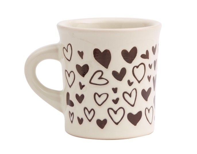 

decorated with embossed solid and outlined hearts this cuppa this