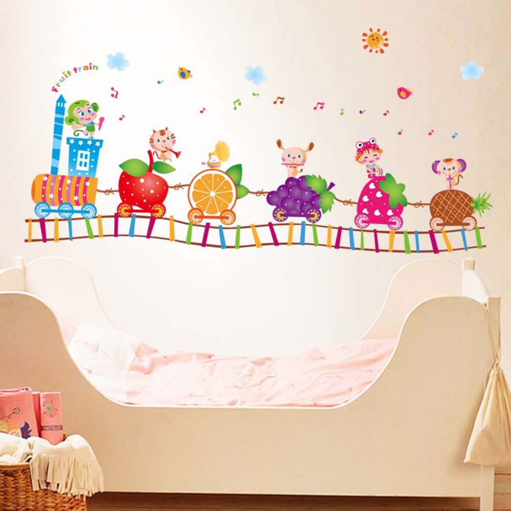 Shop Online The Fruit Cartoon Train Wall Stickers For Kids at ₹399