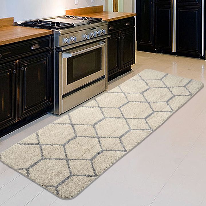 Hopscotch Saral Home Premium Quality Microfiber Kitchen Runner Grey