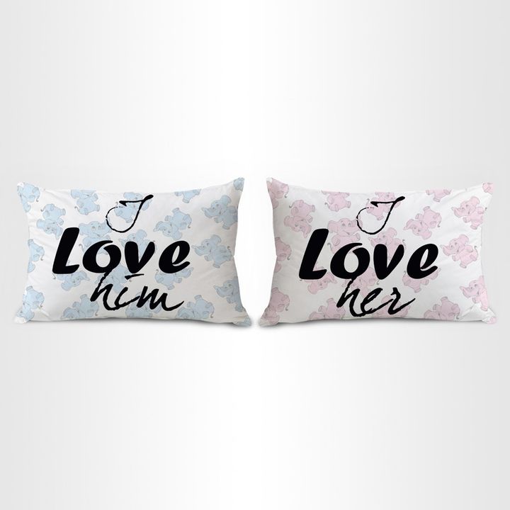 Buy I Love Him And Her Cute Couple Pillow Covers Online 529