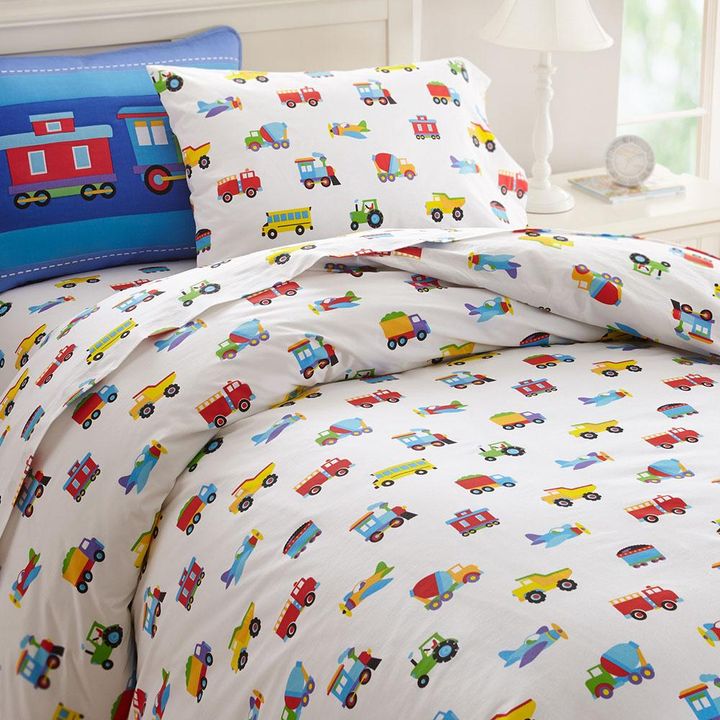Olive Kids Trains Planes Trucks Twin Duvet Cover