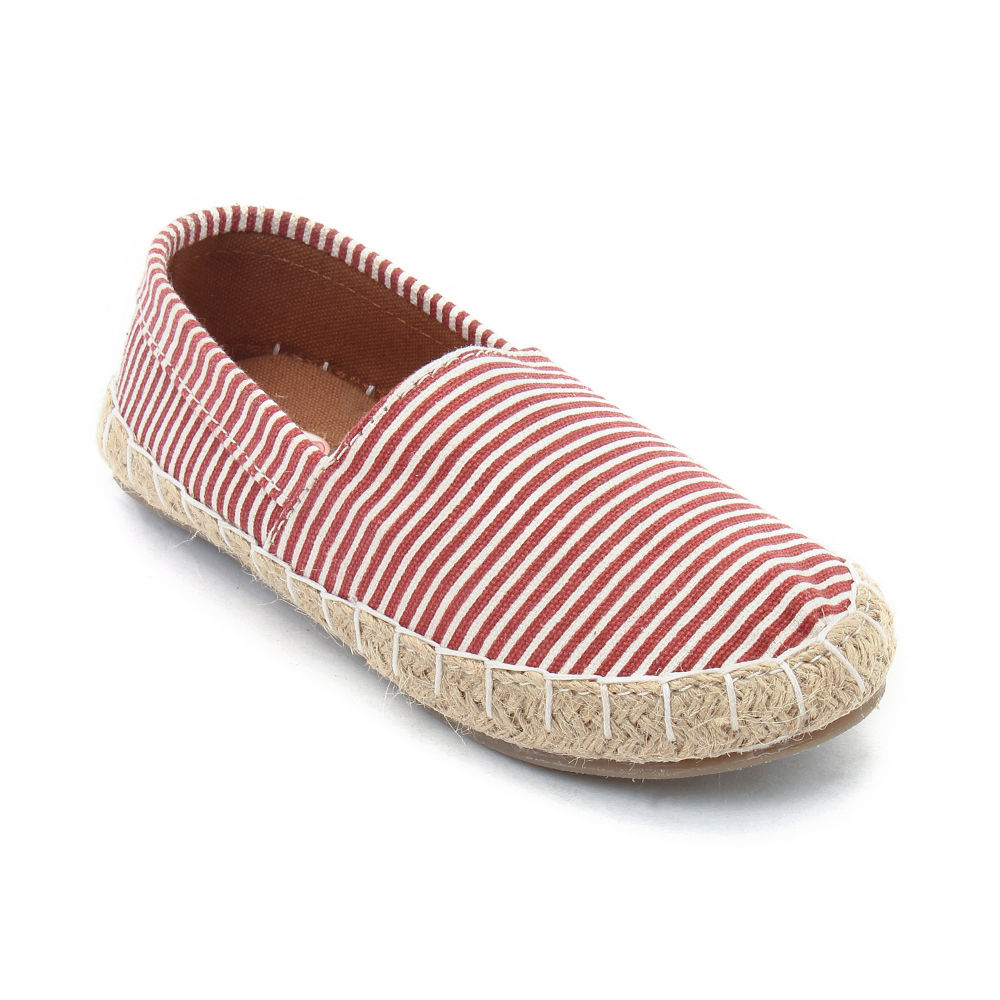 Buy Red And White Stripes Espadrilles 
