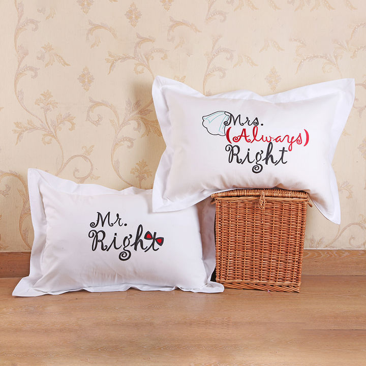 Buy Mr Mrs Right Pillow Cover Set White Online 549 Hopscotch