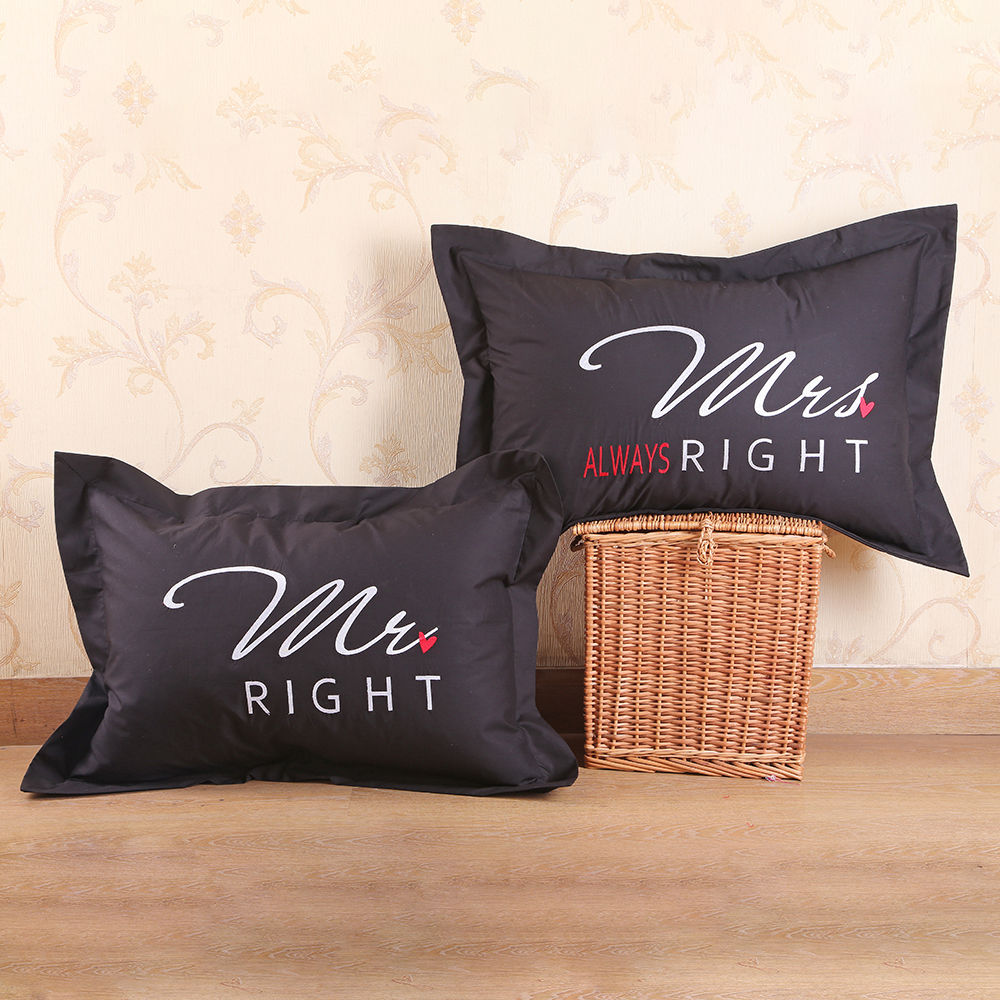 Buy Mr Mrs Right Pillow Cover Set Black Online 749 Hopscotch