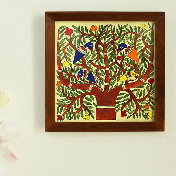 Buy Mithila Hand Painted Wall Painting In Teak Wood Online