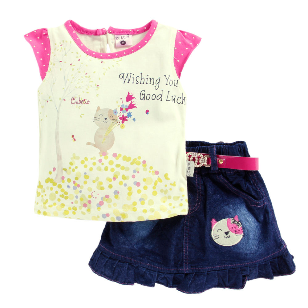 pink denim skirt set