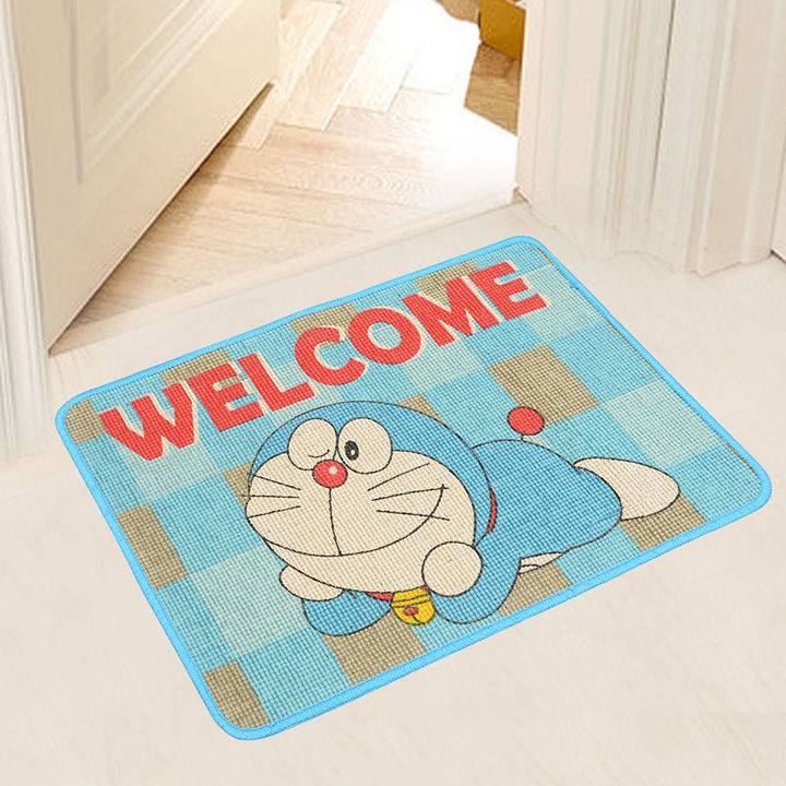 Buy Jute Cotton Print Anti Slip Door Mat Blue Online 399