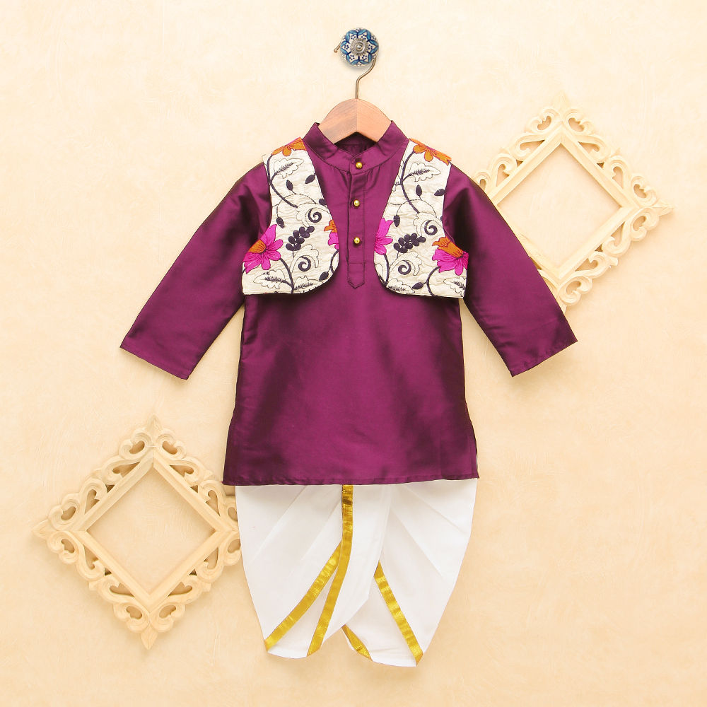 

features fabric jacket 100 polyester kurta 100 polyester dhoti 100