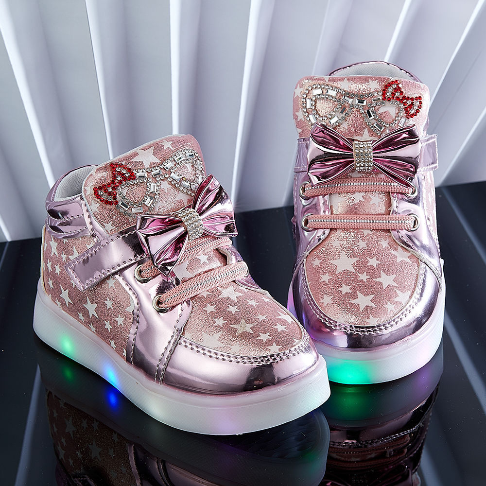 pink stars printed led shoes