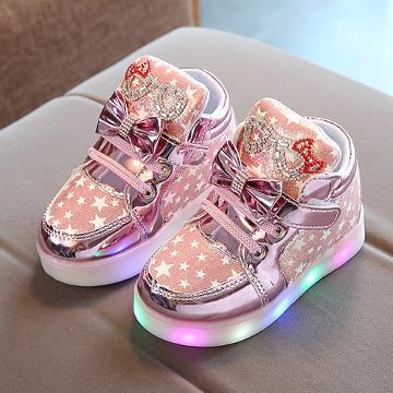 Shop Online Pink Stars Printed LED Shoes at 695