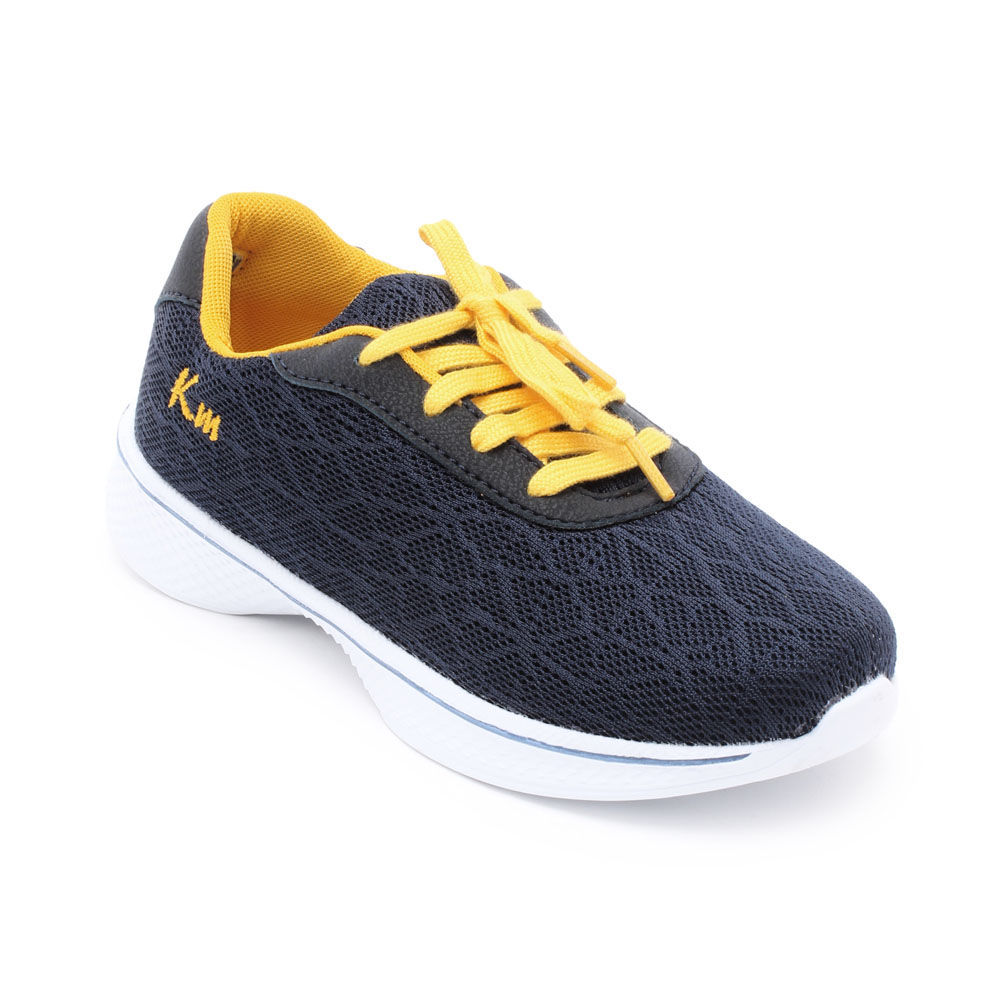 navy and yellow sneakers