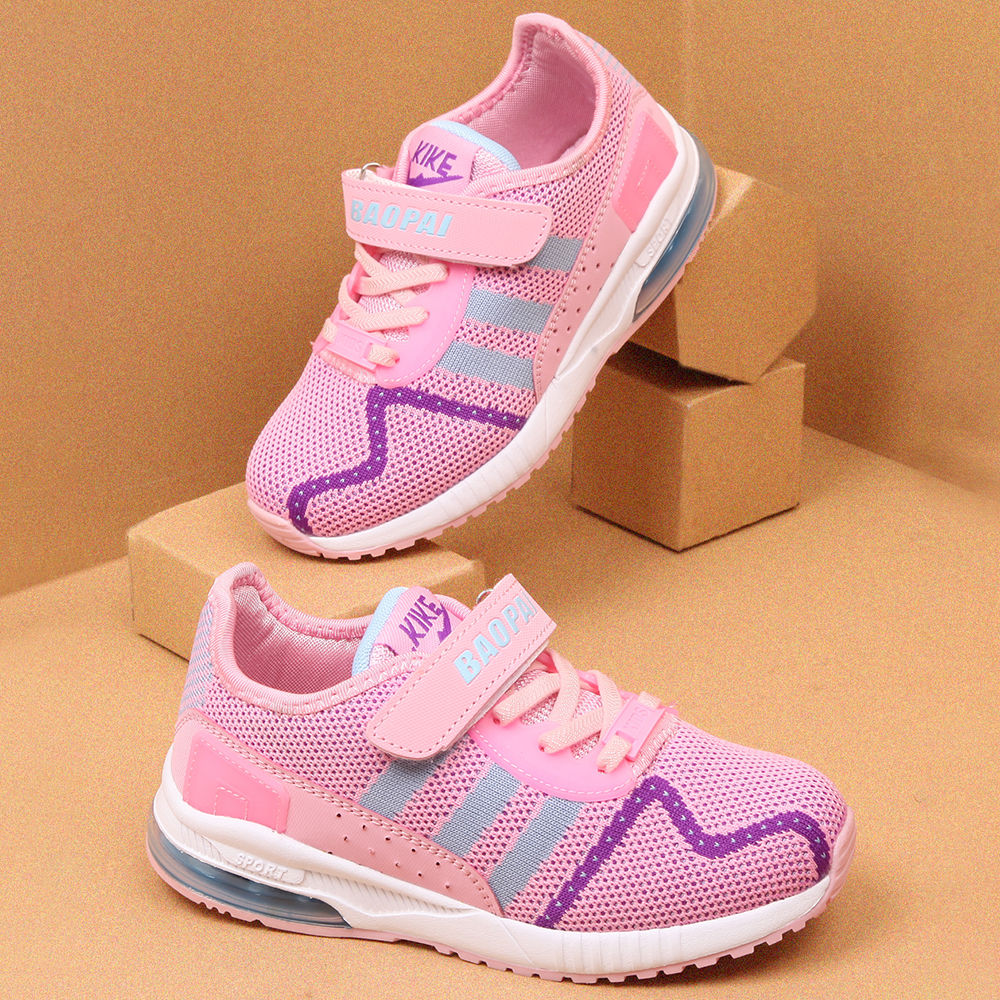pink and purple running shoes