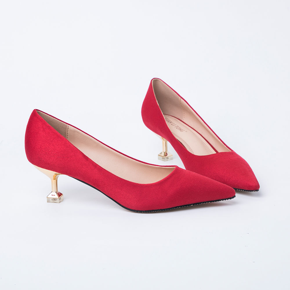 ladies red kitten heel shoes