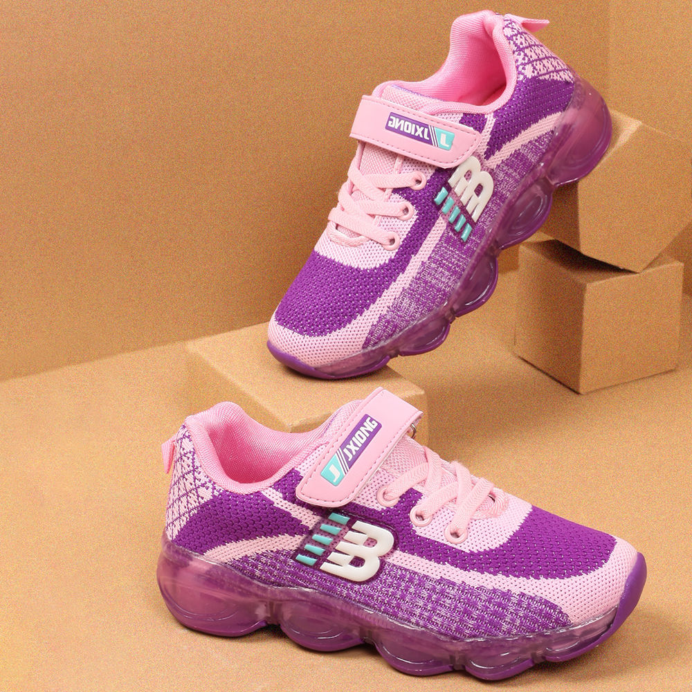 pink and purple running shoes