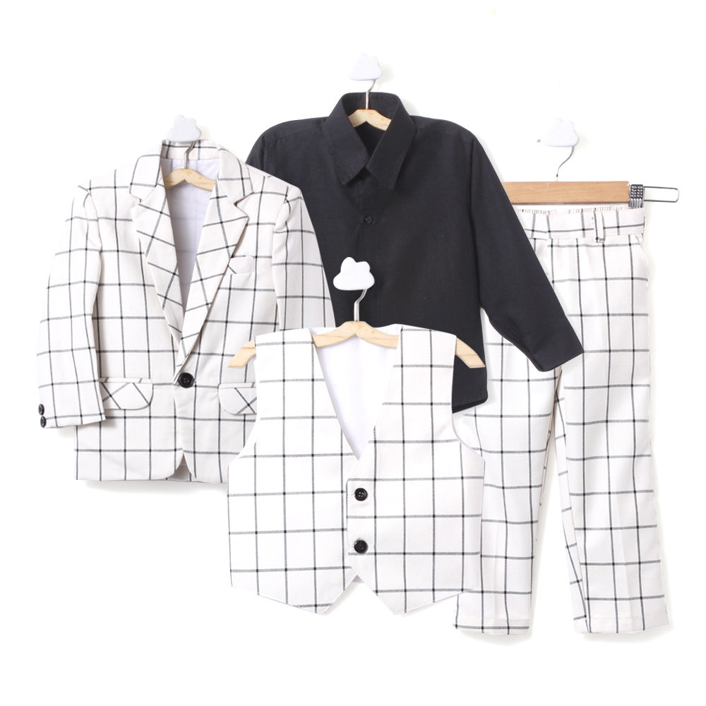 white check coat pant