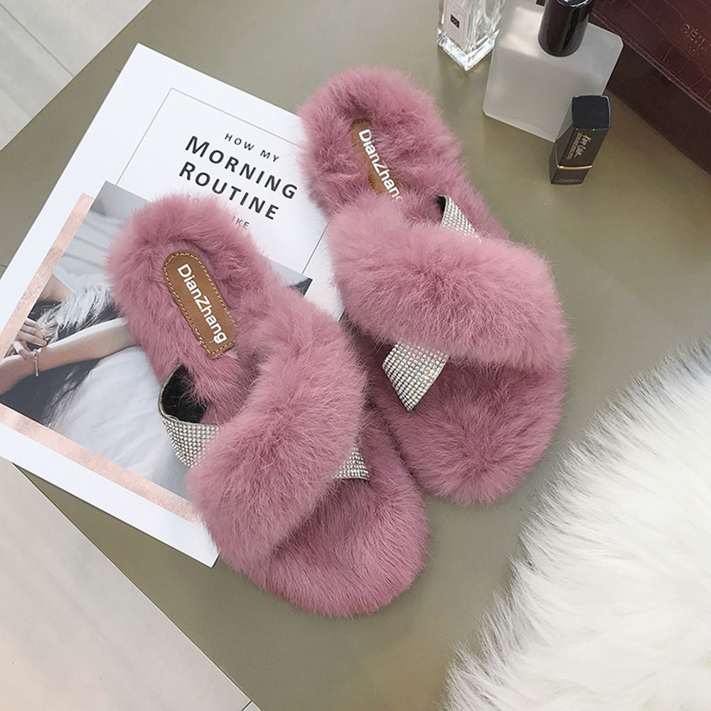 Marble Platform Alpaca Fur Slippers. Designer Slippers - BABOOSHA PARIS -  luxury slippers